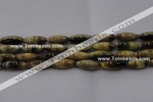 CTE1560 15.5 inches 10*30mm rice golden & blue tiger eye beads wholesale