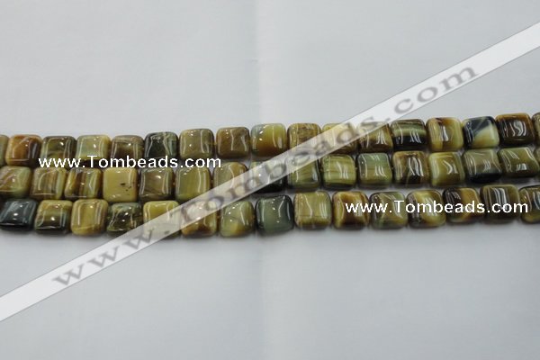 CTE1563 15.5 inches 10*10mm square golden & blue tiger eye beads wholesale