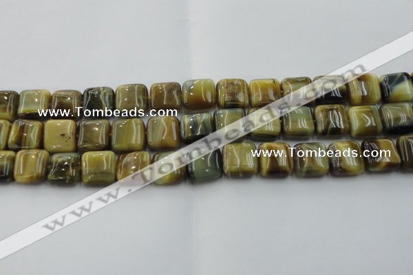 CTE1565 15.5 inches 14*14mm square golden & blue tiger eye beads wholesale