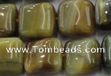 CTE1566 15.5 inches 16*16mm square golden & blue tiger eye beads wholesale