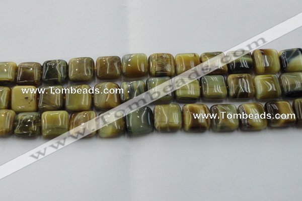 CTE1566 15.5 inches 16*16mm square golden & blue tiger eye beads wholesale