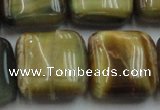 CTE1568 15.5 inches 20*20mm square golden & blue tiger eye beads wholesale