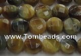 CTE1572 15.5 inches 8mm faceted coin golden & blue tiger eye beads