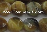 CTE1576 15.5 inches 16mm faceted coin golden & blue tiger eye beads