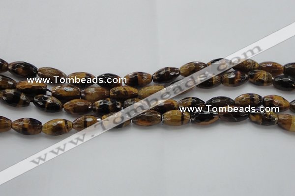 CTE1580 15.5 inches 8*12mm faceted rice yellow tiger eye beads