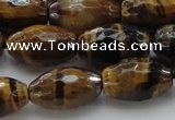 CTE1581 15.5 inches 10*14mm faceted rice yellow tiger eye beads