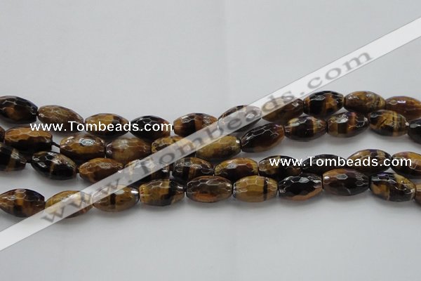 CTE1581 15.5 inches 10*14mm faceted rice yellow tiger eye beads