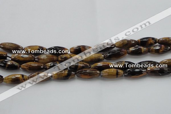 CTE1586 15.5 inches 8*18mm faceted rice yellow tiger eye beads