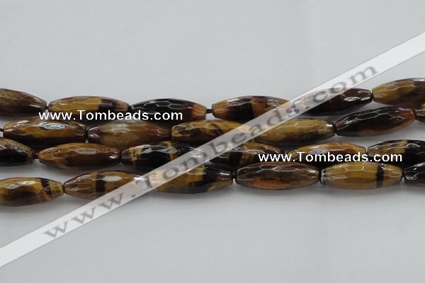 CTE1587 15.5 inches 10*30mm faceted rice yellow tiger eye beads