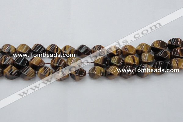 CTE1590 15.5 inches 10*14mm twisted rice yellow tiger eye beads