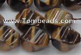 CTE1591 15.5 inches 12*16mm twisted rice yellow tiger eye beads