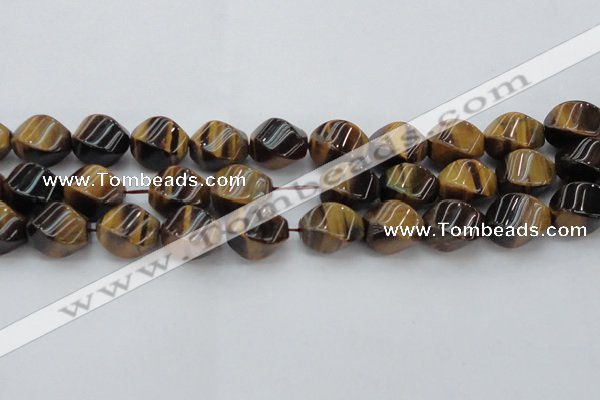 CTE1593 15.5 inches 15*20mm twisted rice yellow tiger eye beads