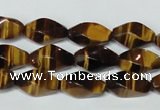 CTE171 15.5 inches 6*12mm twisted rice yellow tiger eye gemstone beads