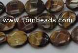 CTE1724 15.5 inches 10mm faceted coin yellow tiger eye beads