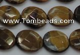 CTE1726 15.5 inches 14mm faceted coin yellow tiger eye beads