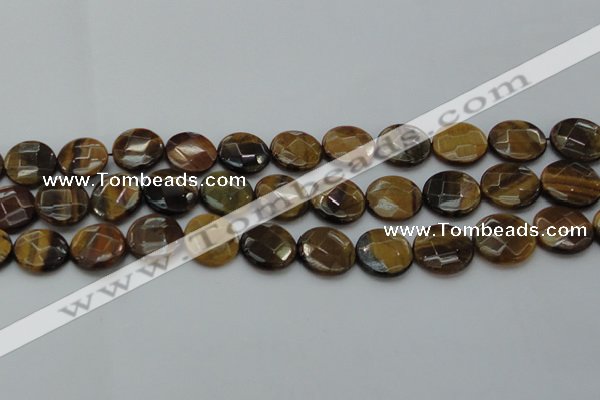 CTE1727 15.5 inches 16mm faceted coin yellow tiger eye beads