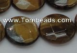 CTE1729 15.5 inches 20mm faceted coin yellow tiger eye beads