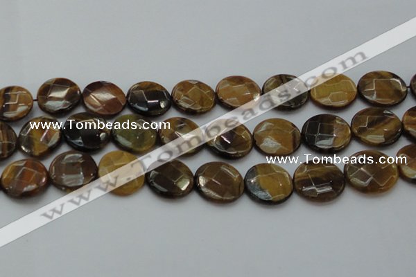 CTE1729 15.5 inches 20mm faceted coin yellow tiger eye beads