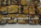 CTE1731 15.5 inches 10*10mm faceted square yellow tiger eye beads