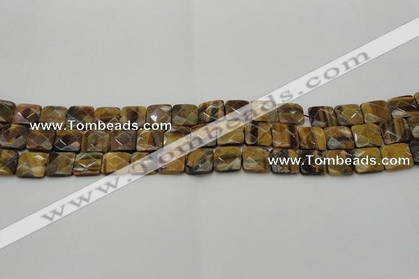 CTE1731 15.5 inches 10*10mm faceted square yellow tiger eye beads