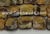 CTE1732 15.5 inches 12*12mm faceted square yellow tiger eye beads