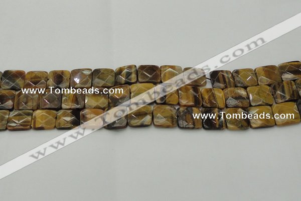 CTE1733 15.5 inches 14*14mm faceted square yellow tiger eye beads