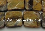 CTE1736 15.5 inches 20*20mm faceted square yellow tiger eye beads