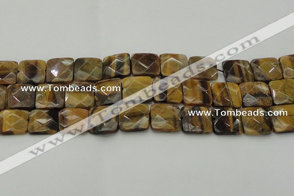 CTE1736 15.5 inches 20*20mm faceted square yellow tiger eye beads