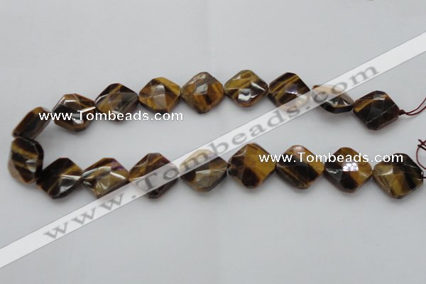 CTE1738 15.5 inches 20*20mm faceted diamond yellow tiger eye beads