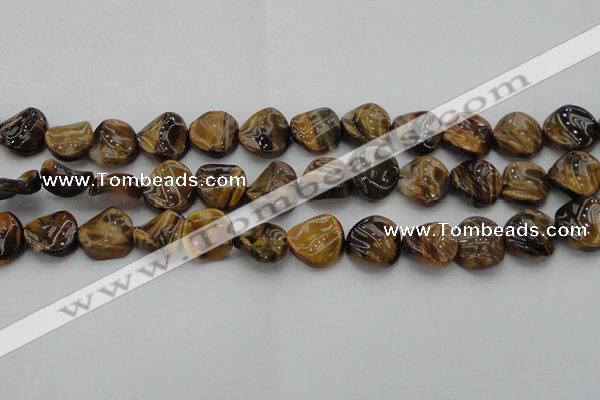 CTE1742 15.5 inches 16mm twisted coin yellow tiger eye beads