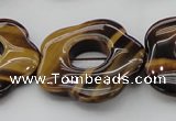 CTE1746 15.5 inches 34mm carved flower yellow tiger eye beads