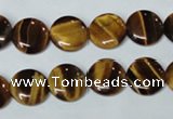 CTE175 15.5 inches 10mm flat round yellow tiger eye gemstone beads