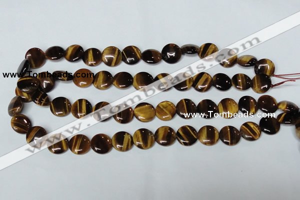 CTE175 15.5 inches 10mm flat round yellow tiger eye gemstone beads