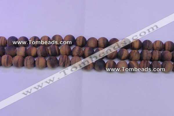 CTE1770 15.5 inches 4mm round matte yellow tiger eye beads