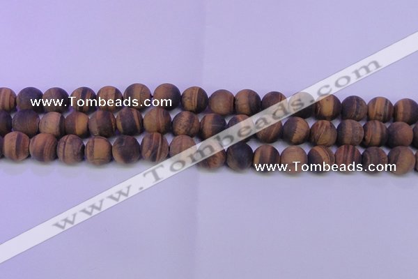 CTE1774 15.5 inches 12mm round matte yellow tiger eye beads