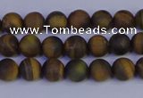 CTE1810 15.5 inches 4mm round matte yellow iron tiger beads