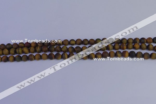 CTE1810 15.5 inches 4mm round matte yellow iron tiger beads