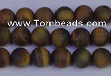 CTE1811 15.5 inches 6mm round matte yellow iron tiger beads