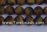 CTE1812 15.5 inches 8mm round matte yellow iron tiger beads