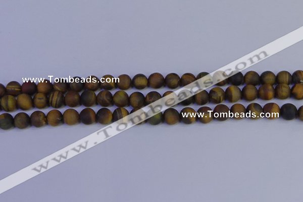 CTE1812 15.5 inches 8mm round matte yellow iron tiger beads