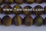 CTE1813 15.5 inches 10mm round matte yellow iron tiger beads