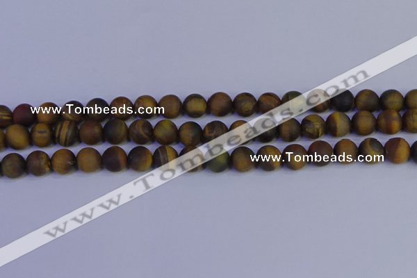 CTE1813 15.5 inches 10mm round matte yellow iron tiger beads