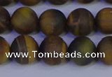 CTE1814 15.5 inches 12mm round matte yellow iron tiger beads