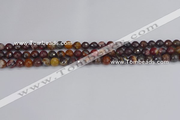 CTE1819 15.5 inches 6mm faceted round red iron tiger beads