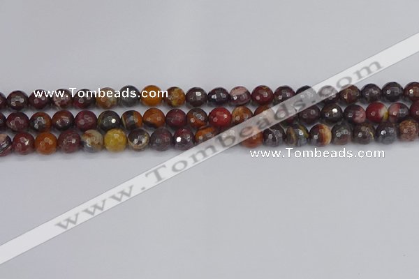 CTE1820 15.5 inches 8mm faceted round red iron tiger beads