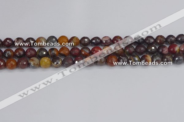 CTE1821 15.5 inches 10mm faceted round red iron tiger beads