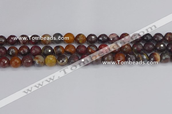 CTE1822 15.5 inches 12mm faceted round red iron tiger beads