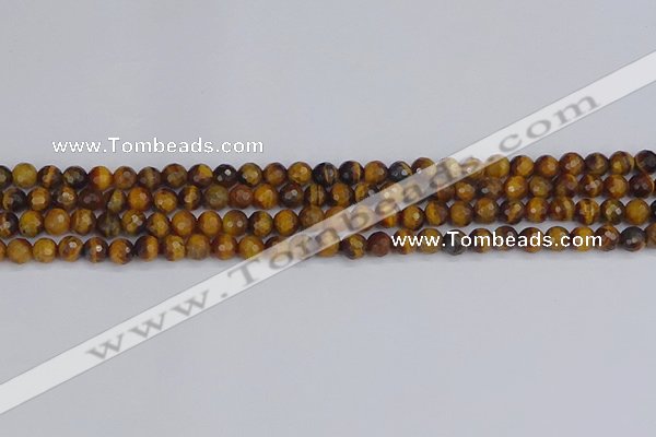 CTE1826 15.5 inches 4mm faceted round yellow tiger eye beads