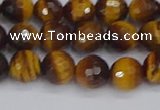 CTE1828 15.5 inches 8mm faceted round yellow tiger eye beads