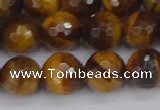 CTE1829 15.5 inches 10mm faceted round yellow tiger eye beads